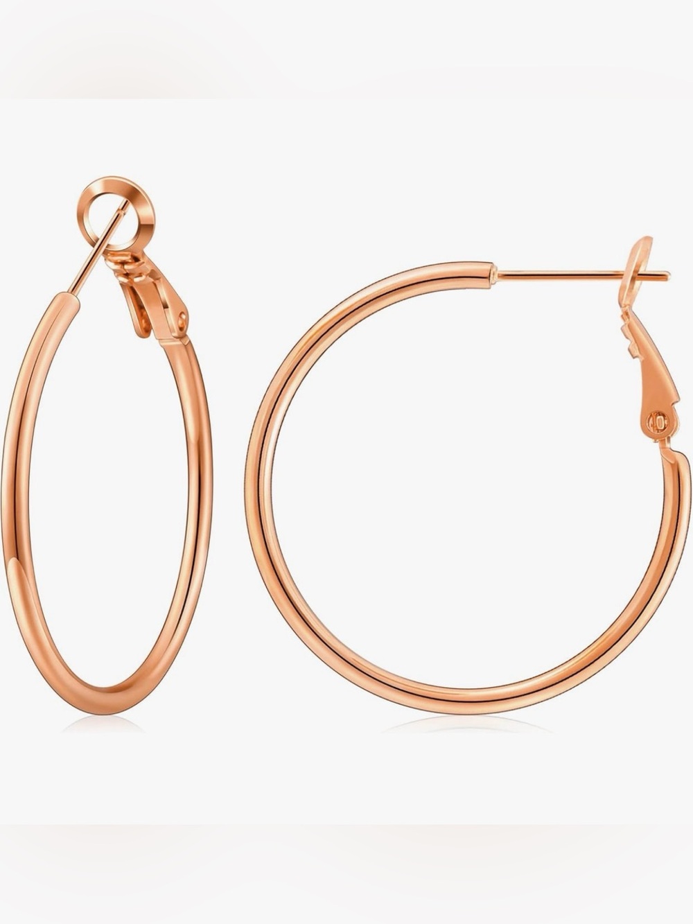 Classic Rose Gold Hoop Earrings - Women Jewelry